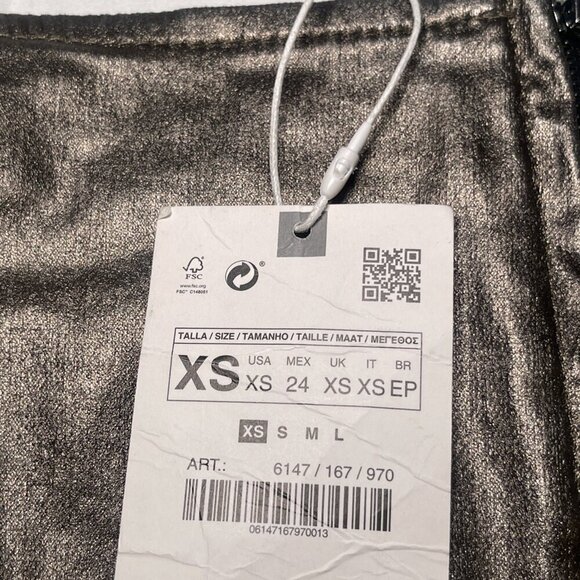 Zara Size XS Faux leather Silver Skirt NWT - Picture 7 of 8